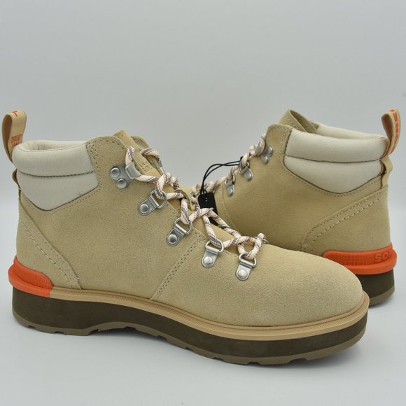 Sorel Hi-Line Waterproof Suede Hiking Boots Ceramic/Major (Tan & Orange), Sz. 10 - Picture 9 of 13